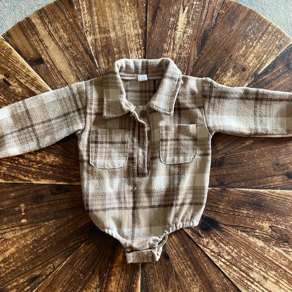 Plaid Brown Kids Bodysuit